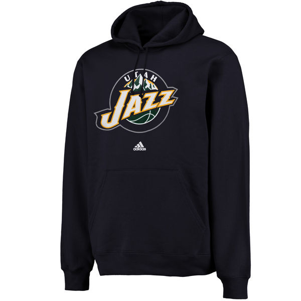  Men Utah Jazz Logo Pullover Hoodie Sweatshirt Navy